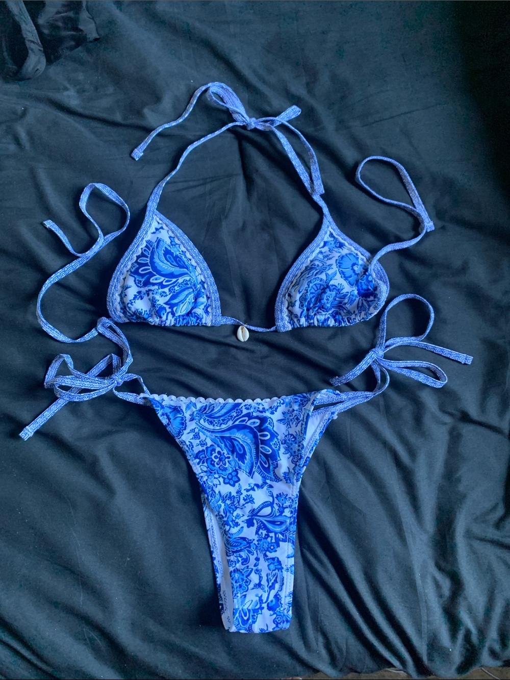 Blue Paisley Tie Bikini Set